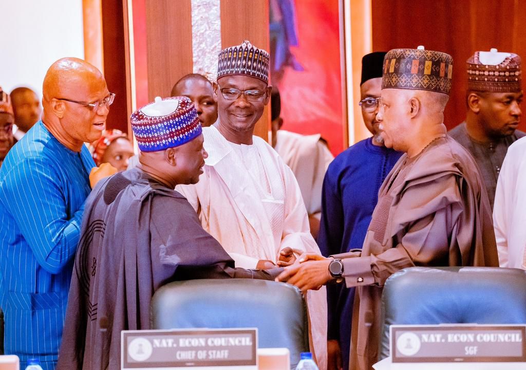 Vice President Kashim Shettima presides over maiden NEC meeting of the Tinubu administration. [Twitter:Presidency]