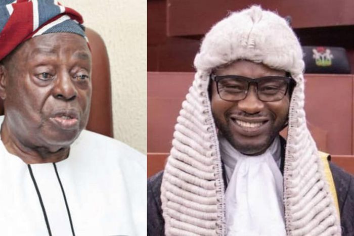 A mash up photo of Afe Babalola and his son, Tunde Afe-Babalola SAN, FCIArb.