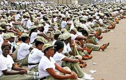 Youth Corps members on parade ground.