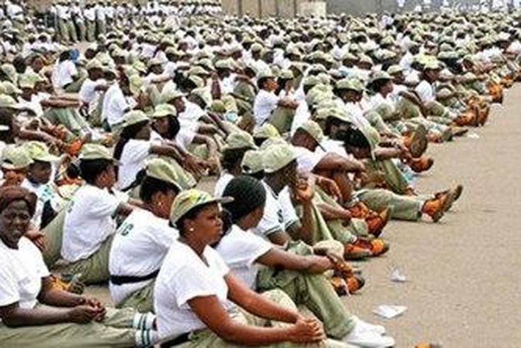 Youth Corps members on parade ground.