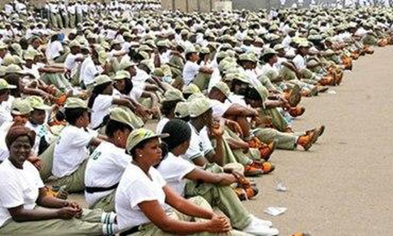 Youth Corps members on parade ground.