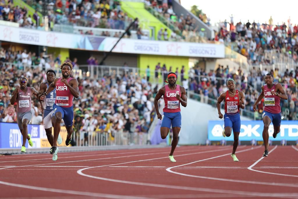 American 200m runners at the World Championships in Oregon