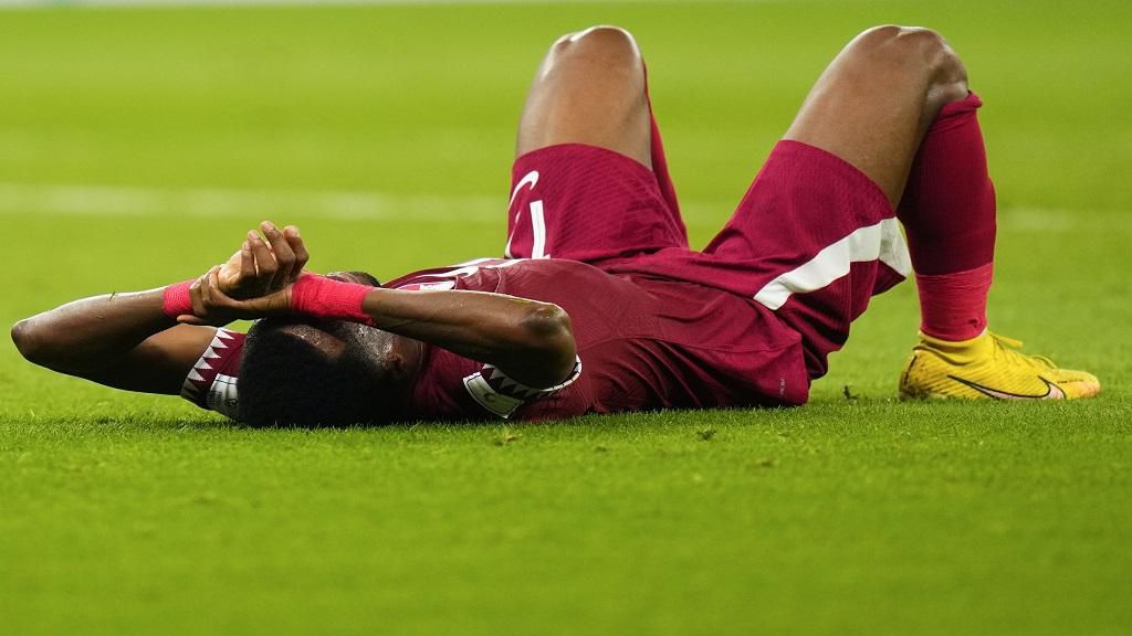 Qatar Ismail Mohamad distraught after his sides 3-1 World Cup defeat to Senegal