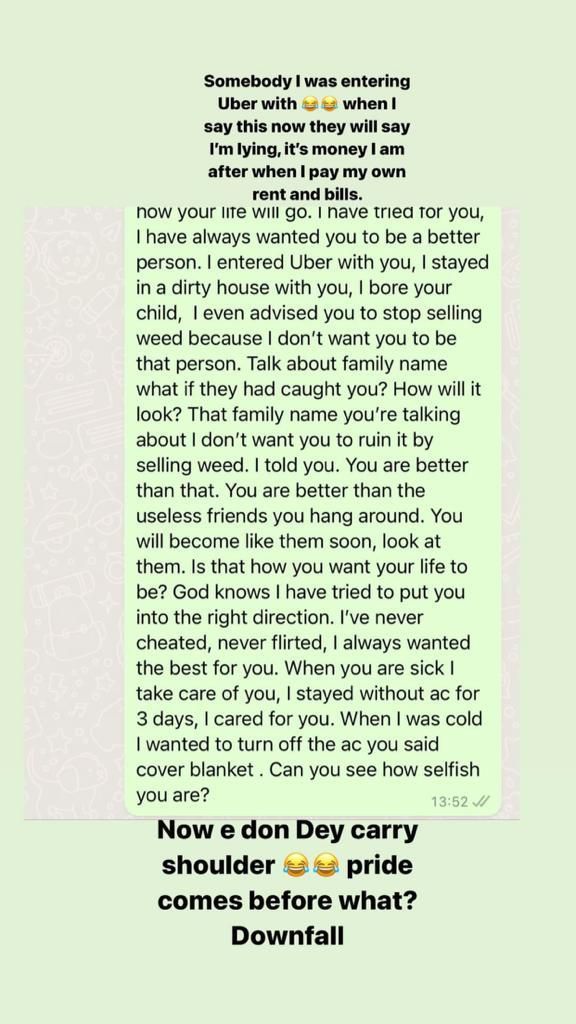 A screenshot shared by Heidi on her Instastory