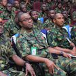 (from left) Chief of Military Intelligence (Army), Maj.- Gen. Thompson Ugiagbe; the GOC 82 Division, Maj.-Gen. Hassan Dada and other senior officers of the Division during the lecture. [NAN]