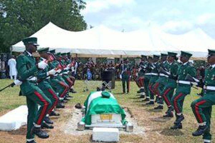 Remains of Late Maj.-Gen. Bernard Onyeuko buried in Abuja. [NAN]