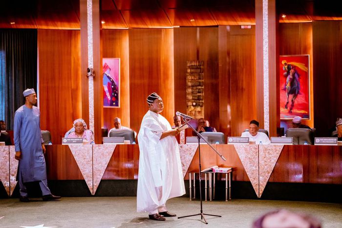President Bola Tinubu swears in Secretary to the Government of the Federation (SGF), Senator George Akume. [Presidency]