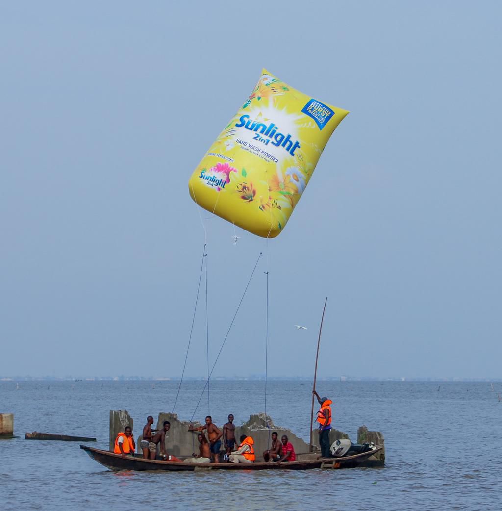 Sunlight Floats Giant pack on the Lagos Lagoon along the third mainland bridge
