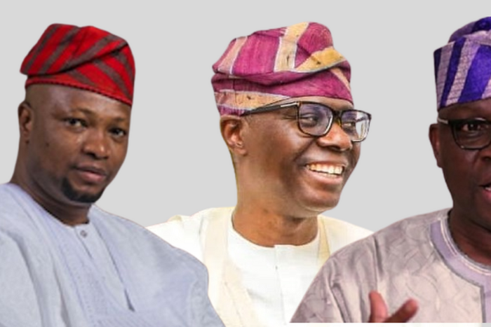 Abdul-Azeez Adediran, PDP guber candidate in Lagos, Governor Babajide Sanwo-Olu of Lagos and former governor of Ekiti state, Ayodele Fayose.