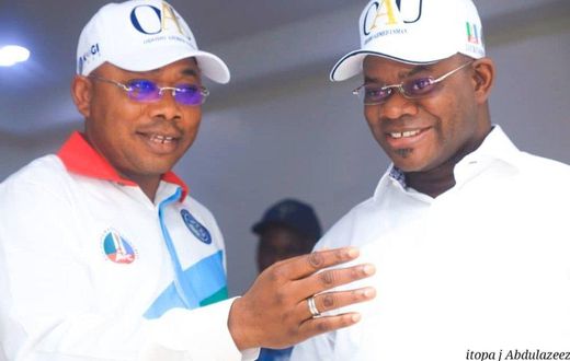 Governor Yahaya Bello and the APC governorship candidate in Kogi, Usman Ododo.