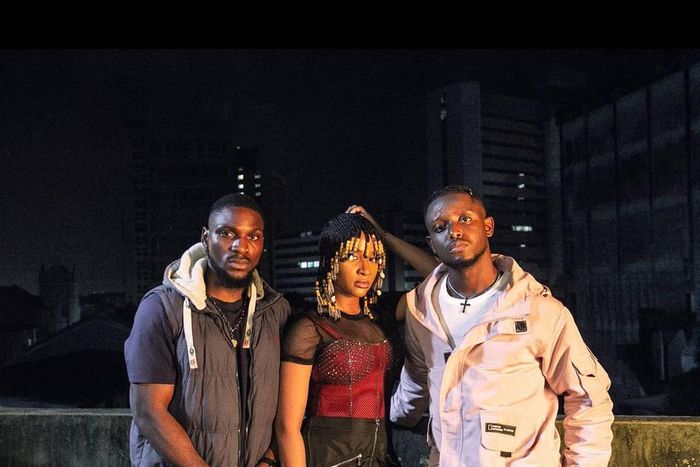 Tobi Bakre, Adesua Etomi and Chike in 'Gangs of Lagos' [Instagram/@jadeosiberu]