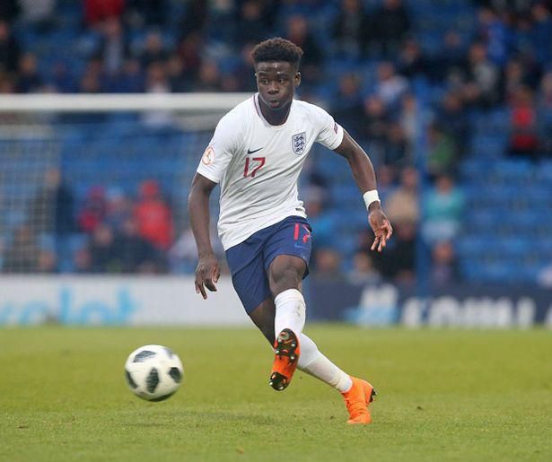 Saka in action for England