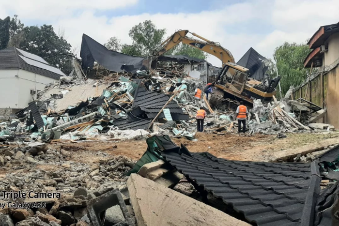 The demolished duplex on plot 226, in Wuse Zone 6, an unapproved land at Wuse Zone 6 on Monday. [NAN]
