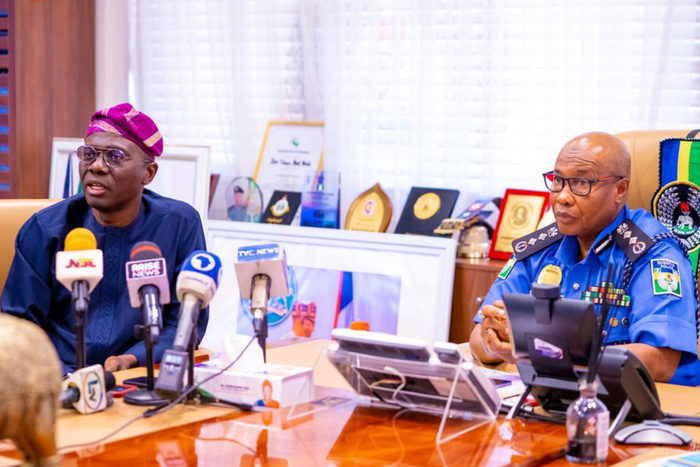 Governor Babajide Sanwo-Olu meets IGP, Usman Baba. [Twitter:MrJags]