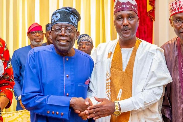 President Bola Tinubu with Hon. Tajudeen Abbas, and Hon. Benjamin Kalu the duo endorsed by the APC for House Speakership and Deputy Speakership. [Twitter:@NgrPresGCFR]