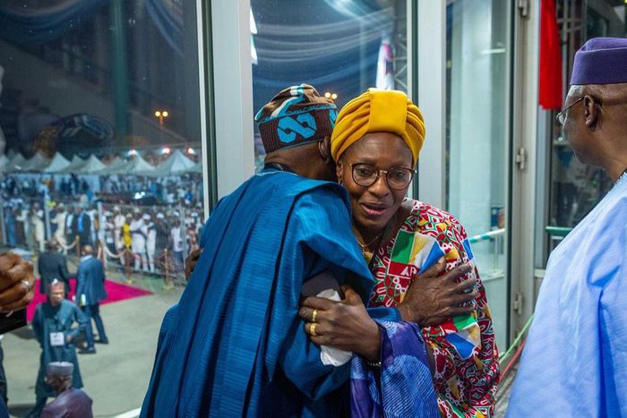 Asiwaju Bola Tinubu and Women Affairs Minister, Paulin Talen