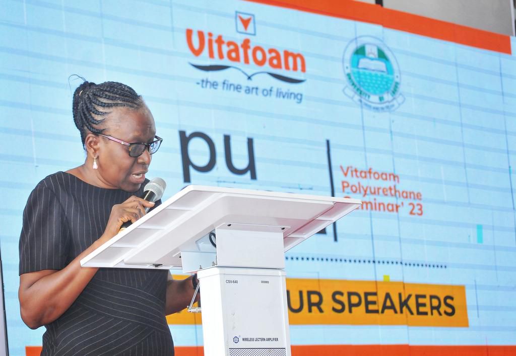 Professor Bolanle Oboh, the Deputy Vice-Chancellor, Academics and Research, University of Lagos, who represented the Vice-Chancellor, Professor Folasade Ogunsola, at the Vitafoam Polyurethane Seminar held at the University of Lagos
