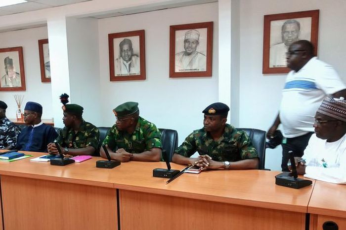 Head of security agencies during the news briefing in Abuja, on Friday [NAN]