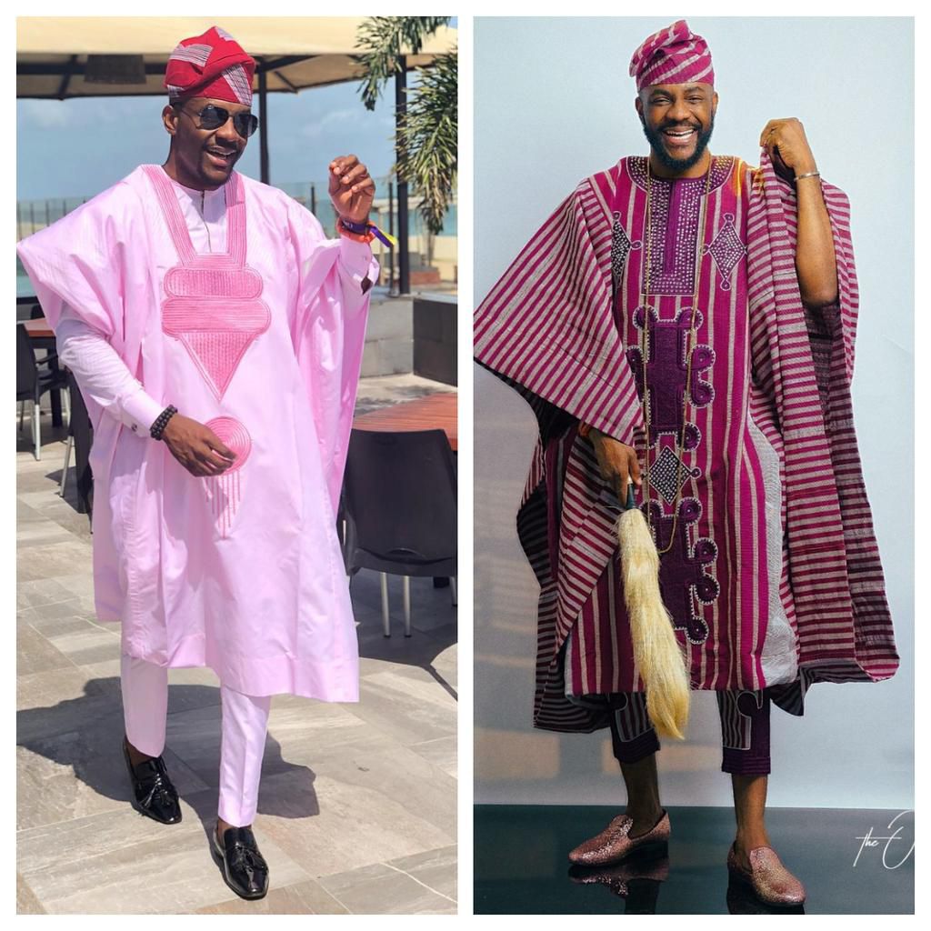 The pink Agbada as seen on Ebuka [Instagram]