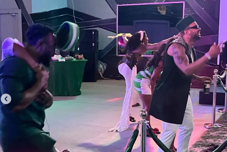 The finalist party hard with ex-housemates on BBNaija All Stars. [Twitter/Big Brother Naija]