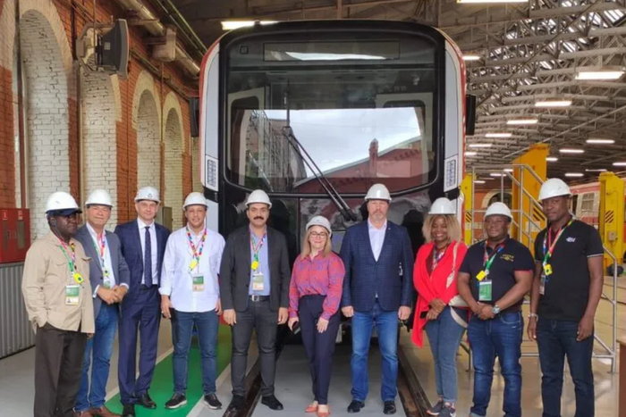 Some African journalists on a tour of Oktyabrsky Electric Car Plant,  a subsidiary of Transmashholding, JSC (TMH), the Russian rail and urban transport manufacturers on Wednesday in St Petersburg, Russia. [NAN]