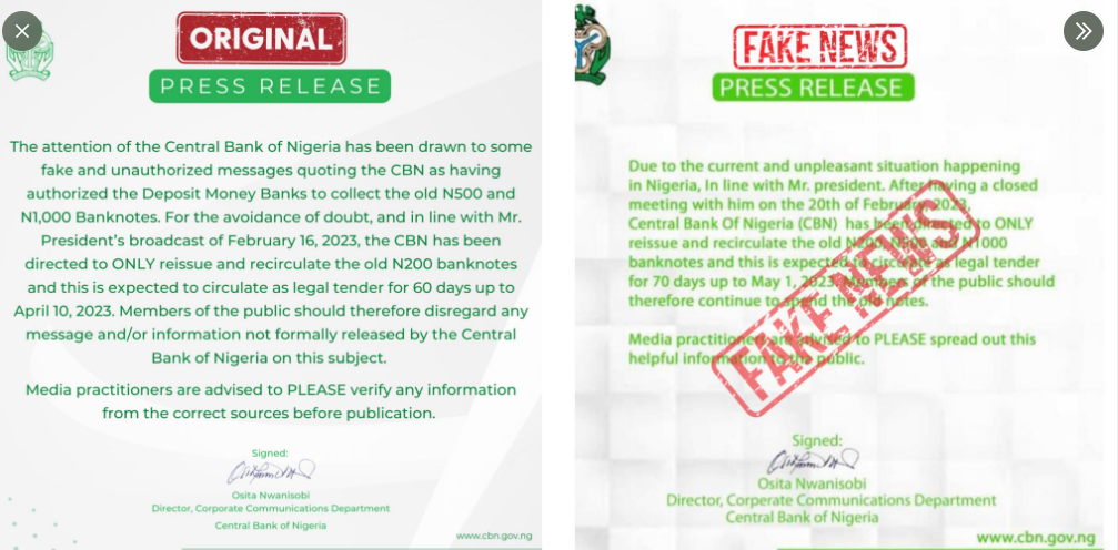 The CBN counter-post on old naira note.