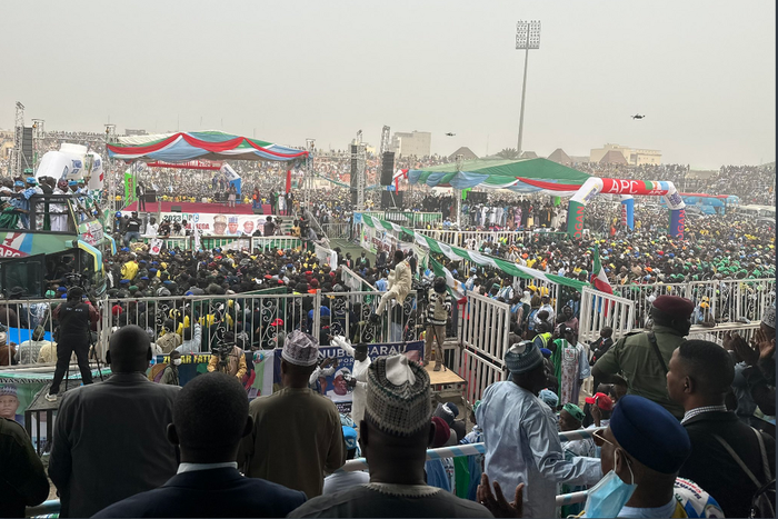 5,000 football clubs welcome Tinubu for Kano rally.