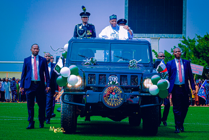 Gombe State Governor, Yahaya Inuwa during the inauguration ceremony for his second term in office. [Musa Bajoga]