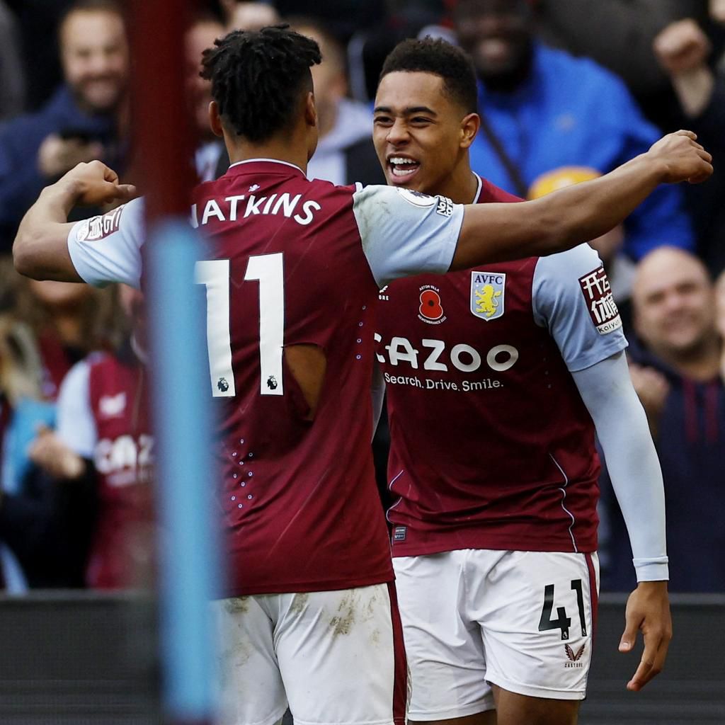 Ollie Watkins assisted Jacob Ramsay(R) for Aston Villa's third goal against Man United