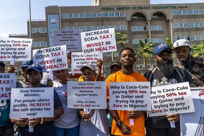 Protesters at Federal Ministry of Finance in Abuja