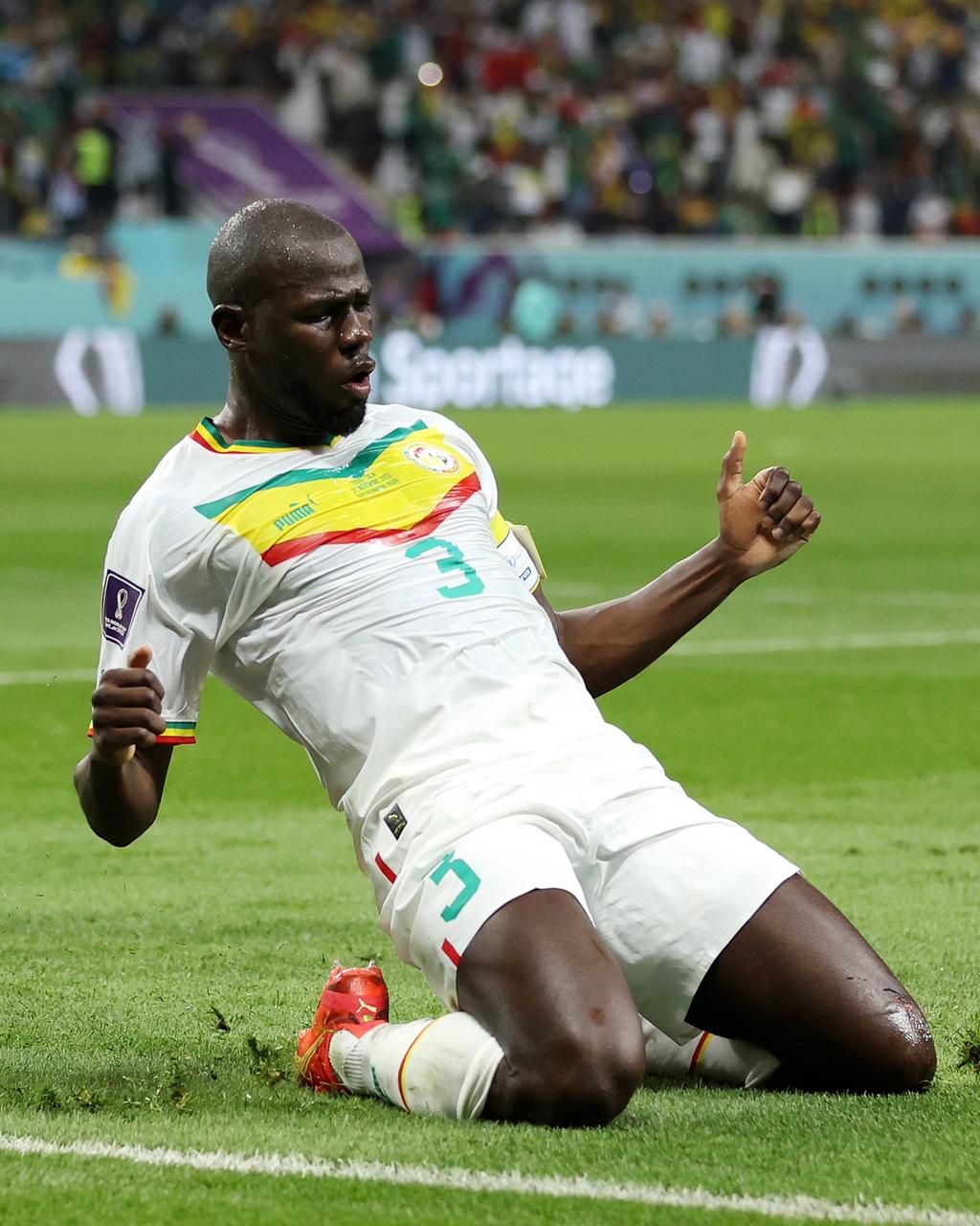 Kalidou Koulibaly (Sénégal) célèbre son but contre l'Equateur