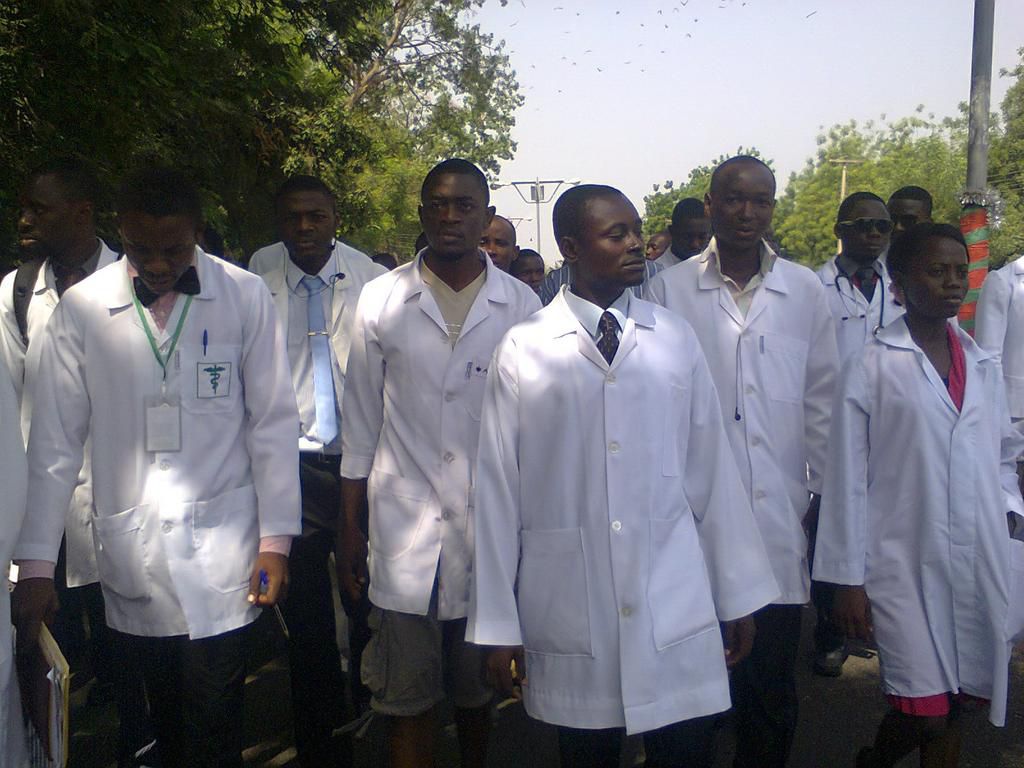 Striking Nigerian doctors during a protest