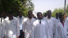 Striking Nigerian doctors during a protest