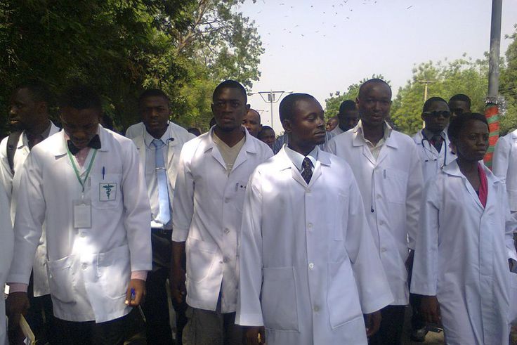 Striking Nigerian doctors during a protest