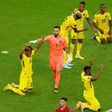 Ecuador national team after their victory over Qatar