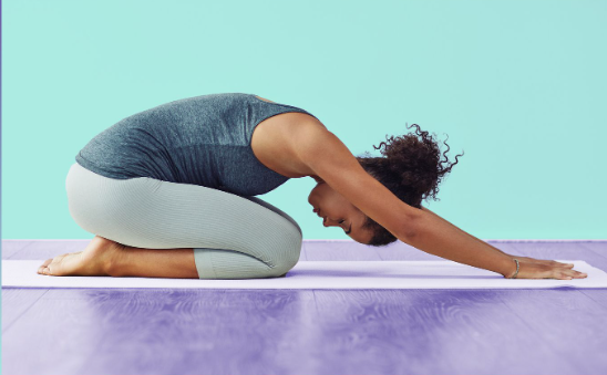 The child's pose eases cramps []