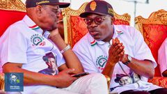 Rivers governor, Nyesom Wike and PDP governorship candidate, Siminialaye Fubara. [Twitter:Chris]