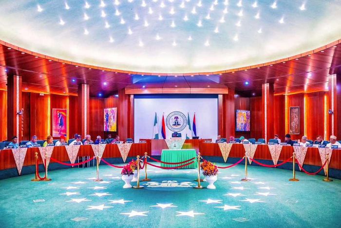 President Bola Tinubu presides over a FEC council meeting. [Presidency]