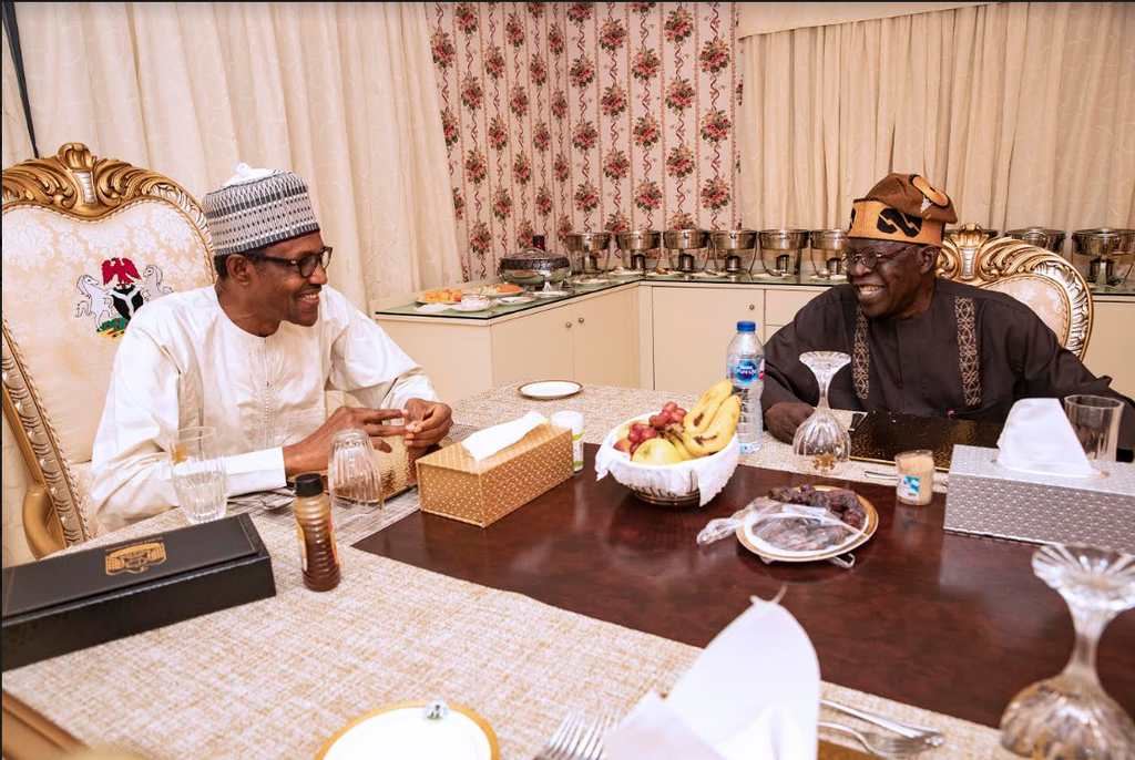 Tinubu and Buhari during breakfast (The Nation)