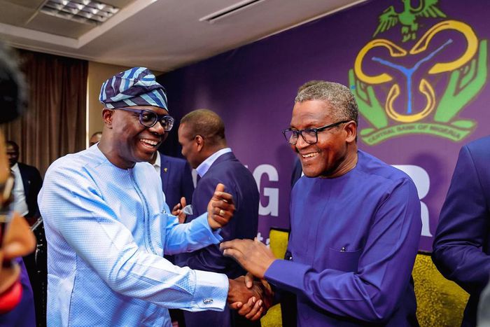 Left: Governor Babajide Sanwo-Olu of Lagos State and the Chairman of the Chief Executive Officer of Dangote Group, Aliko Dangote. [Daily Trust]