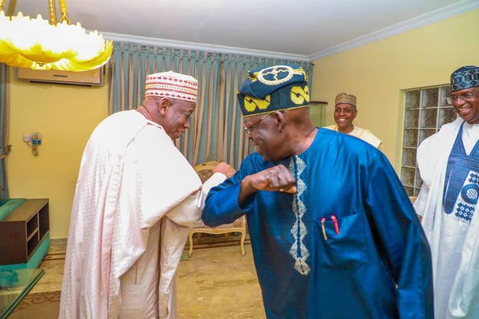APC National Leader, Bola Ahmed Tinubu and Kano state governor, Abdullahi Ganduje. [Twitter/@AsiwajuTinubu]