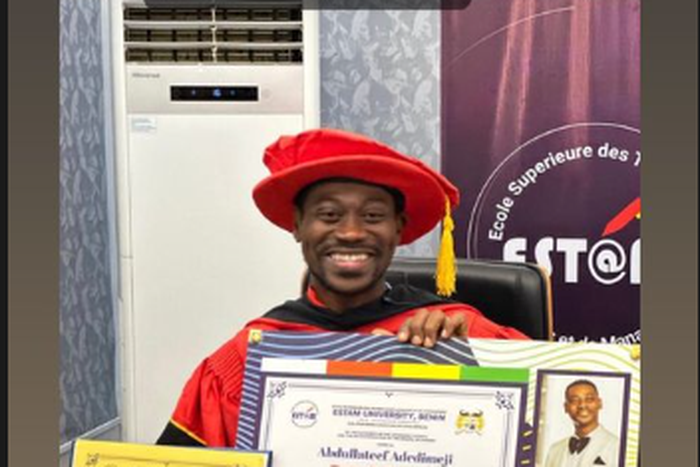 Actor Lateef Adedimeji became emotional as he was dressed in the ceremonial robe [Instagram/adedimejilateef]