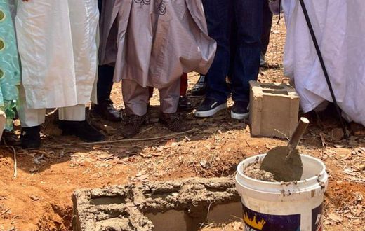 L-R: Managing Director, TCN, Dr Sule Abdulaziz, Minister of Information and Culture, Alhaji Lai Mohammed, Project Contractor, Mr Chris Ejike and Chief Gabriel Abioye of Aro Family in Oro town at the ground breaking.