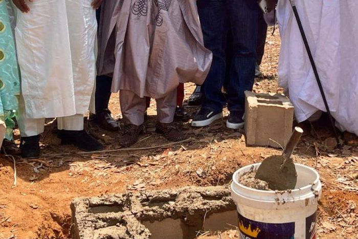 L-R: Managing Director, TCN, Dr Sule Abdulaziz, Minister of Information and Culture, Alhaji Lai Mohammed, Project Contractor, Mr Chris Ejike and Chief Gabriel Abioye of Aro Family in Oro town at the ground breaking.