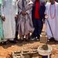 L-R: Managing Director, TCN, Dr Sule Abdulaziz, Minister of Information and Culture, Alhaji Lai Mohammed, Project Contractor, Mr Chris Ejike and Chief Gabriel Abioye of Aro Family in Oro town at the ground breaking.
