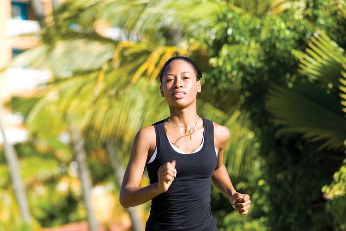 African woman jogging