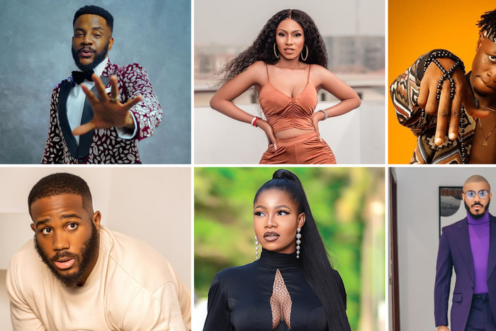 From left to right and top to bottom: Ebuka, Mercy, Laycon, Kiddwaya, Tacha, and Ozo have all been in the Big Brother Naija House