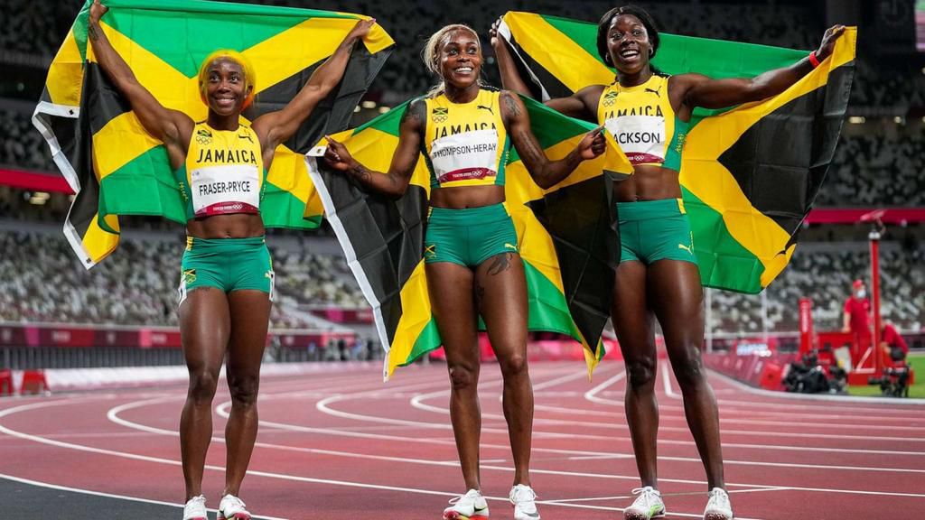 Tokyo 2020 100m medallists - Fraser-Pryce, Thompson-Herah and Jackson