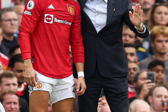 Ronaldo of Manchester United and manager Erik ten Hag on September 4, 2022.