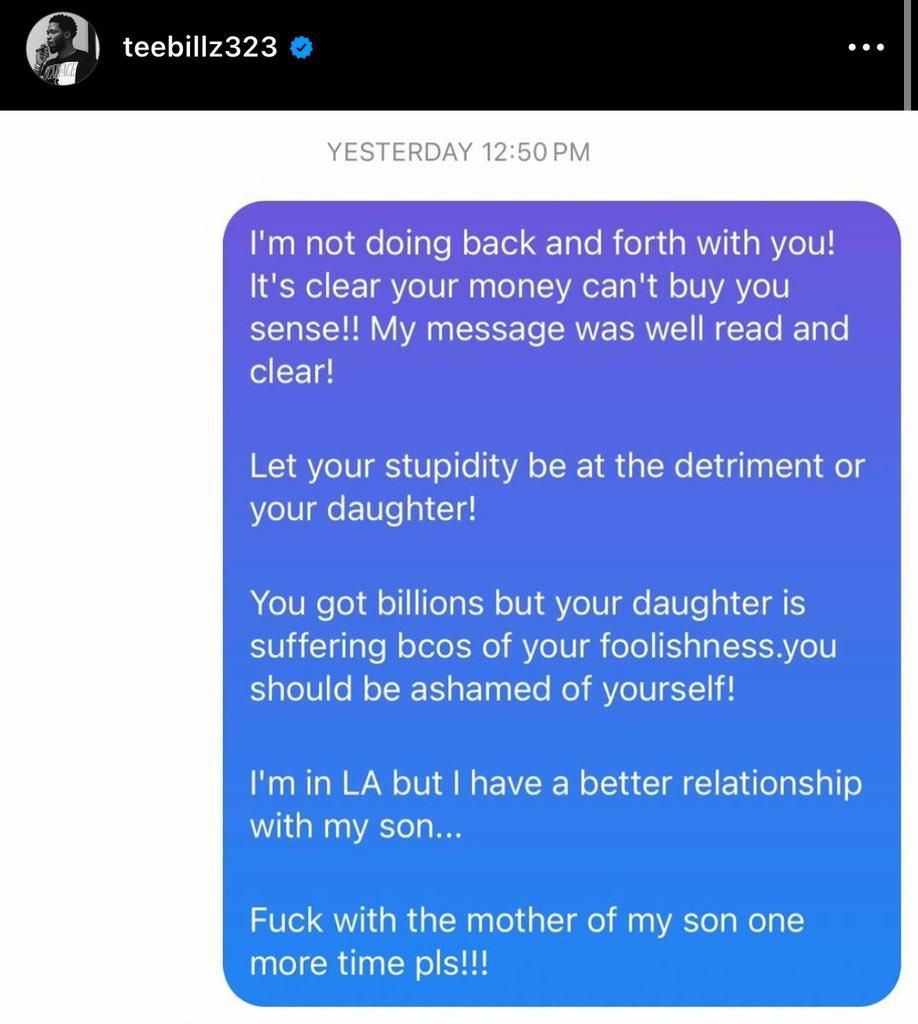 Teebillz's  message to Davido